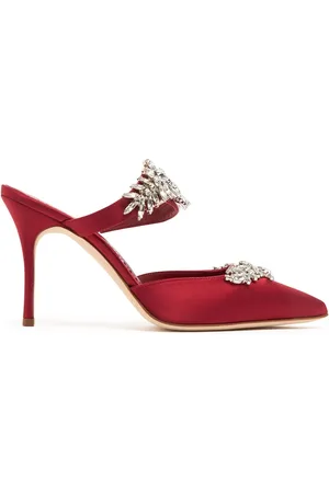 Manolo Blahnik 90mm Lurum Satin Mules