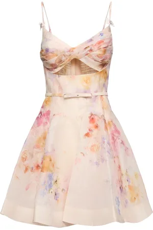 ZIMMERMANN Crush Printed Linen & Silk Mini Dress