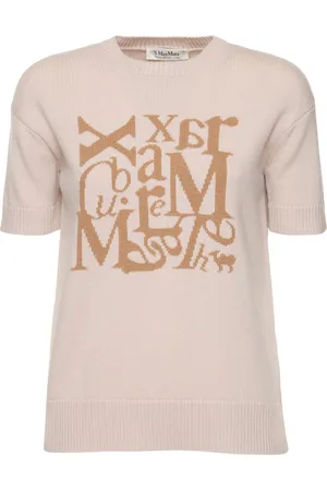 Max Mara Felicia Wool Knit Logo Short Sleeved Top