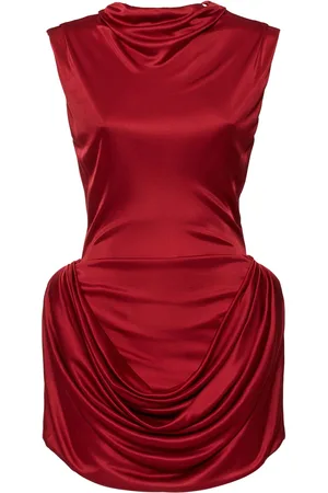 MAGDA BUTRYM Sleeveless Satin Draped Mini Dress