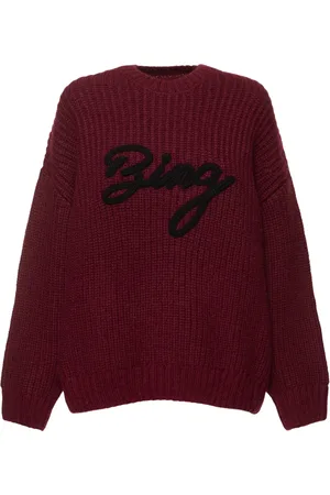 ANINE BING Sydney Logo Wool Blend Rib Knit Sweater
