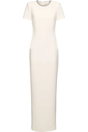 Roland Mouret Short Sleeve Crepe Long Dress