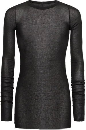 Rick Owens Ribbed Long Sleeve Silk Blend T-shirt