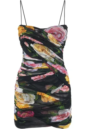 Dolce & Gabbana Printed Stretch Tulle Mini Dress