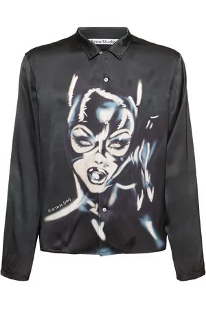 Acne Studios Sojama Cat Woman Print Satin Shirt