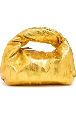 DRIES VAN NOTEN Twist Metallic Leather Top Handle Bag