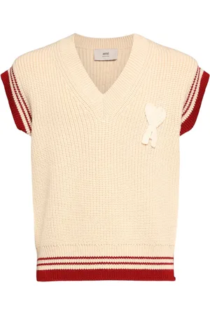 Ami Logo Rib Knit Wool Vest
