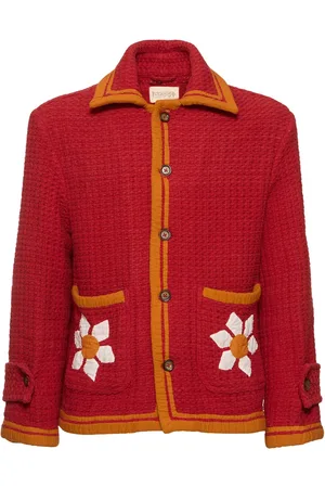 HARAGO Floral Appliqué Cotton Jacket