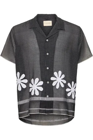 HARAGO Daisy Appliqué Cotton S/s Shirt