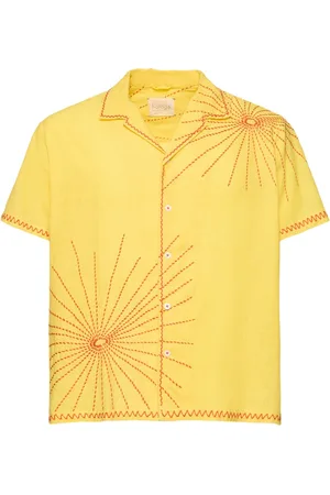 HARAGO Firework Embroidered Cotton S/s Shirt