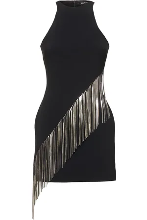 DAVID KOMA Cady Mini Dress W/ Metallic Fringe