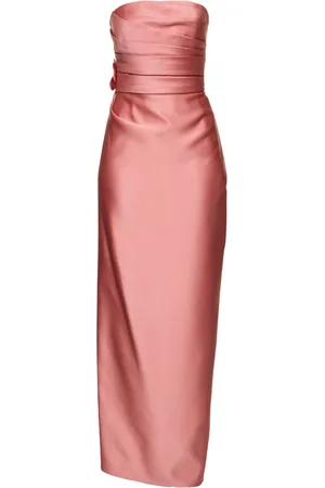Elie saab Strapless Draped Duchesse Midi Dress
