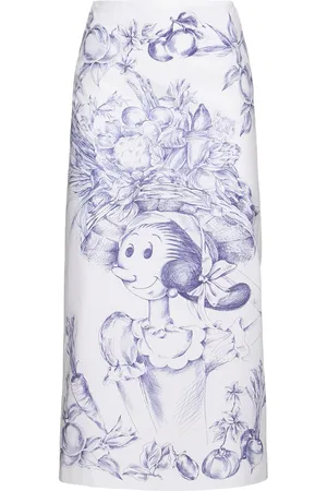 Moschino Printed Cotton Poplin Midi Skirt