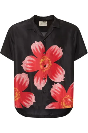 HARAGO Floral Printed Silk S/s Shirt