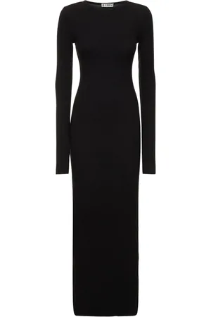 ÉTERNE Cotton Blend Crewneck Long Dress