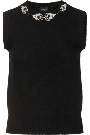 Giambattista Valli Embellished Sleeveless Wool Knit Top