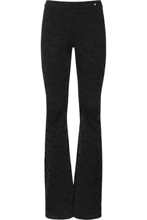 VERSACE Logo Jacquard Knit Viscose Flared Pants
