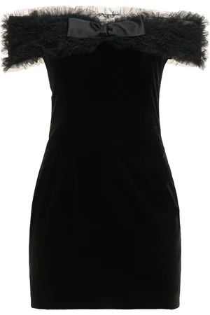 Alessandra Rich Off-the-shoulder Velvet Mini Dress
