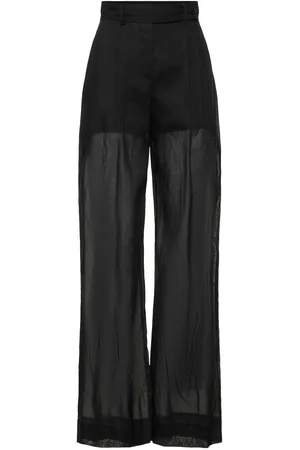 Alberta Ferretti Sheer Cotton Organza Wide Pants