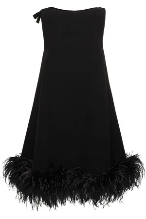 VALENTINO Crepe Mini Dress W/feathers