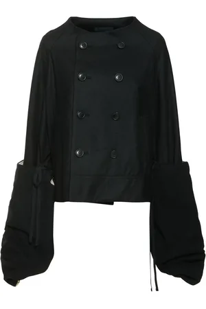YOHJI YAMAMOTO Short Peacoat W/ Furry Sleeves