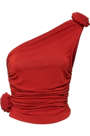 MAGDA BUTRYM Draped Viscose Blend One-shoulder Top