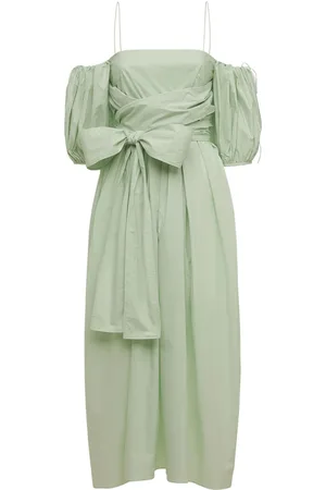 Cecilie Bahnsen Joel Cotton Midi Dress W/ Tulip Skirt
