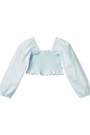 Molo Smocked Cotton Poplin Top