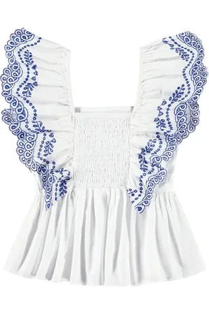 Molo Embroidered Cotton Poplin Top