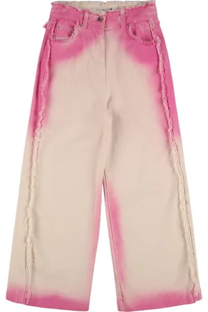 Msgm Airbrushed Effect Cotton Denim Pants