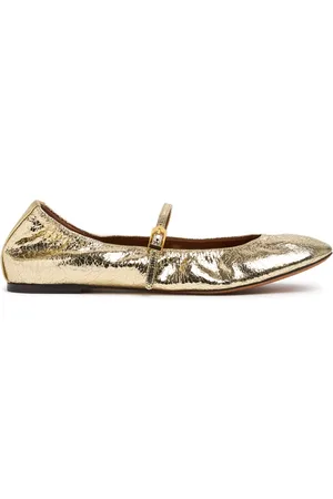Lanvin 5mm Ballerina Crackled Leather Flats