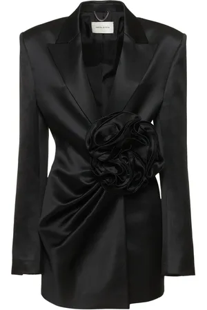 MAGDA BUTRYM Wool Satin Blazer Dress W/ Flower