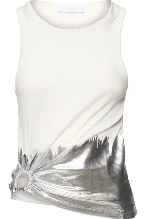 Paco rabanne Ribbed Cotton Blend Jersey Tank Top