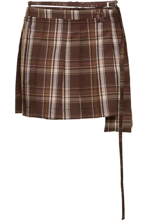 Acne Studios Ipleat Check Wool Blend Mini Skirt