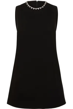 AREA Crystal Heart Crepe Mini Dress