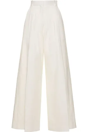 Nina Ricci High Rise Linen Blend Wide Pants