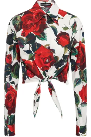 Dolce & Gabbana Printed Poplin Cropped Shirt