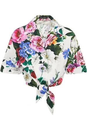 Dolce & Gabbana Printed Poplin Cropped Shirt
