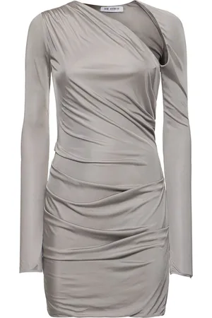 The Attico Draped Satin Long Sleeved Mini Dress