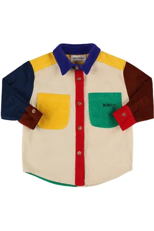 Bobo Choses Embroidered Color Block Corduroy Shirt