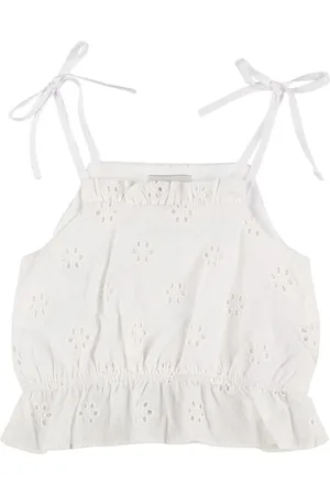 MIPOUNET Cotton Poplin Eyelet Lace Top