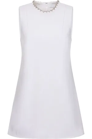 AREA Crystal Heart Crepe Mini Dress
