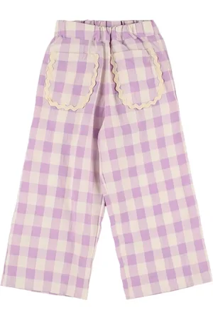 MIPOUNET Cotton Blend Gingham Seersucker Pants