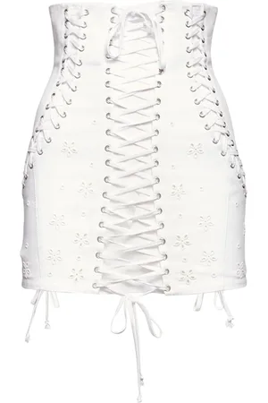 Dolce & Gabbana Cotton Poplin Corset Lace Mini Skirt