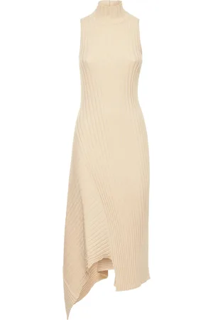Stella McCartney Asymmetric Rib Knit Cotton Midi Dress