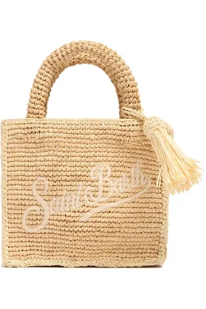 MC2 SAINT BARTH Logo Embroidery Straw Tote Bag