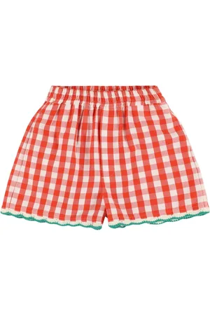 Stella McCartney Check Print Cotton Crochet Shorts