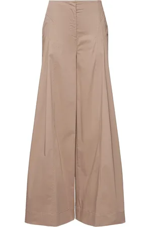 Alberta Ferretti Stretch Cotton High Rise Wide Pants