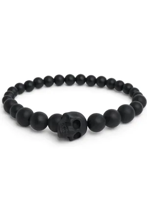 Alexander McQueen Skull Onyx Beaded Bracelet