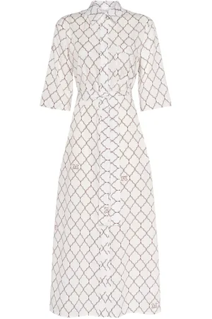 Max Mara Daniel Printed Cotton Poplin Long Dress